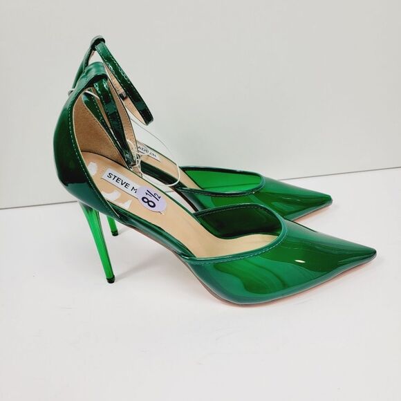 Steve Madden Opar Green Translucent Pointed Toe Stiletto Pump NEW Size 8.5 - Picture 4 of 12